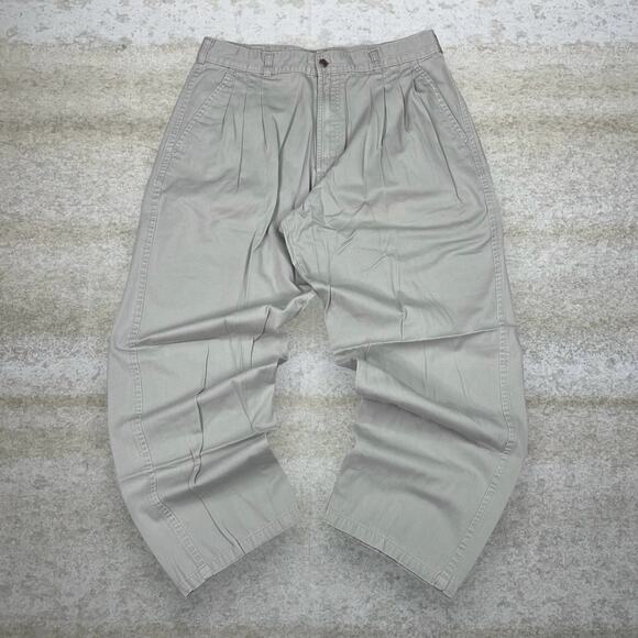 Vintage Y2K Bugle Boy Khakis Pants 36x30 Baggy Wide Leg Fit Tan Cotton - Picture 2 of 4
